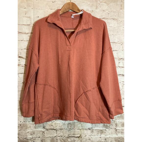 Rae Mode Sweatshirt Womens Small Dark Mauave Pockets Athletic Athleisure Cotton - Picture 1 of 12